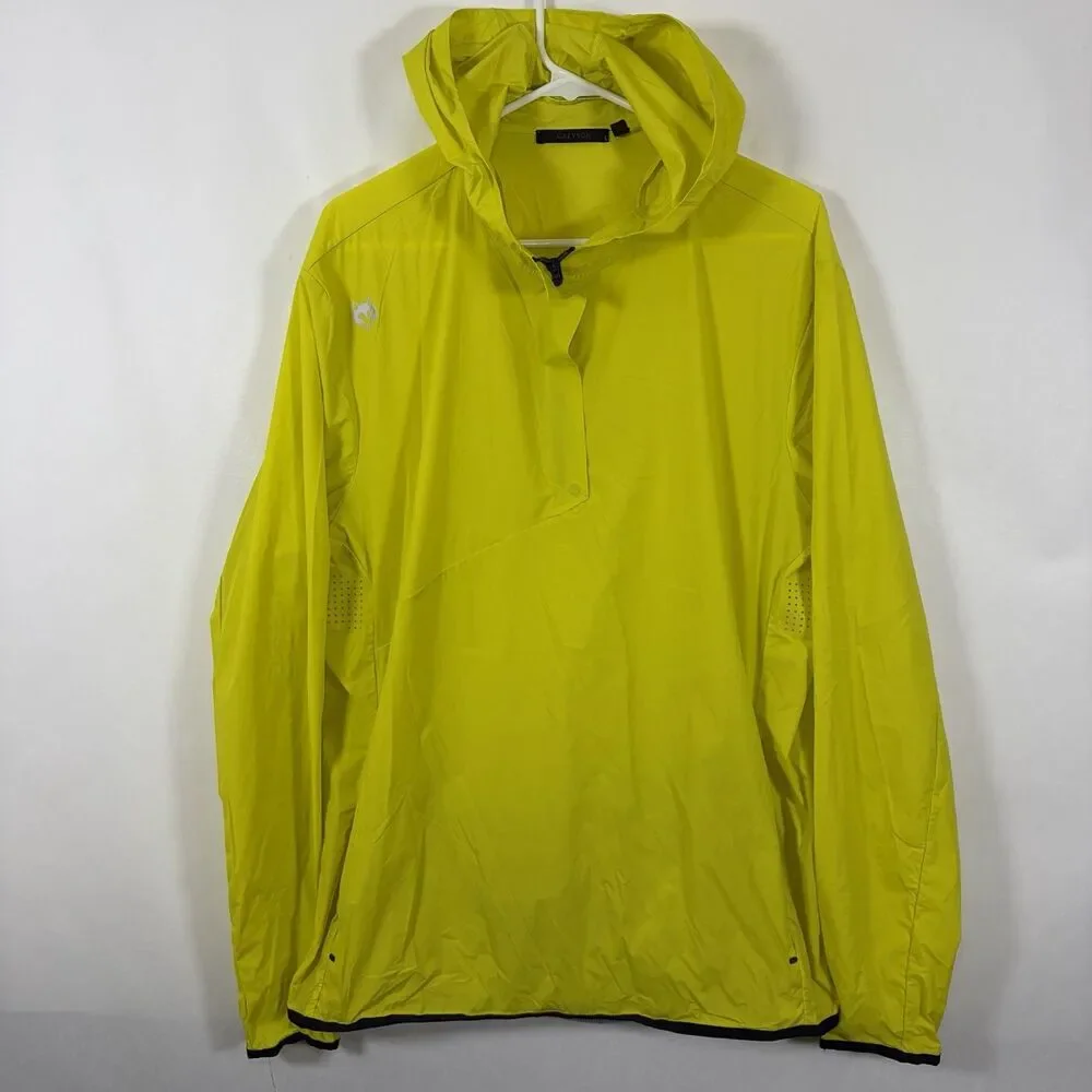 Greyson Newago Pac Lite Hooded Jacket Mens Large Yellow 1/4 Zip Packable Golf